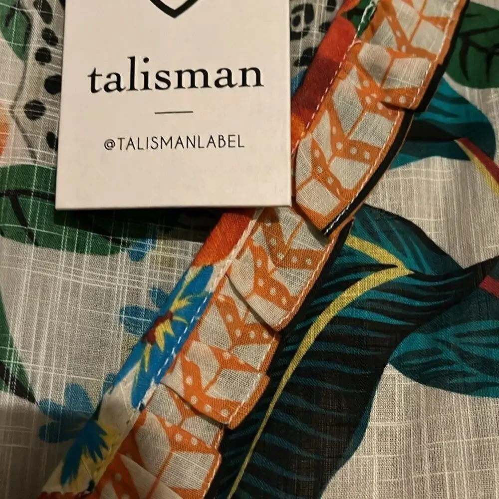 Talisman Toledo Floral V-Neck Ruffle Palm Springs Boho Cotton Wrap Dress M - Picture 5 of 5